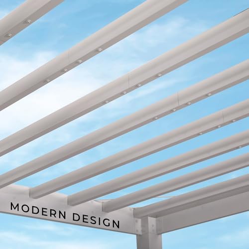 Backyard Discovery Windham 14' x 12' Galvanized Steel Pergola Kit with Shade Sail Canopy White