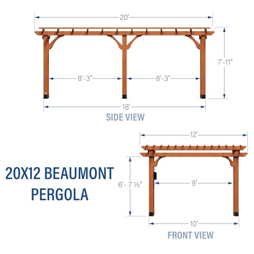 Backyard Discovery Beaumont 20' x 12' Cedar Wood Pergola Kit Light Brown