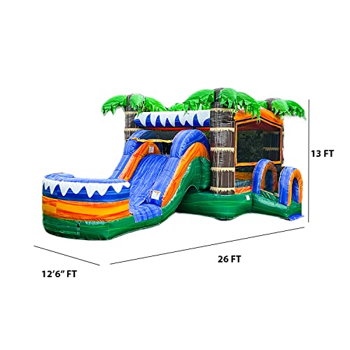 XJUMP Tropical Bounce House Water Slide Orange
