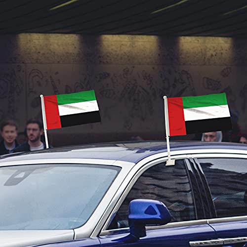 BANNER BUZZ MAKE IT VISIBLE UAE Car Flag Window Clip 18” x 12” Premium Double-Sided Printing Pack of 100