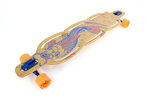 Inspiration Longboards Bamboo Composite "HANDELS" Longboard Complete with Paris Trucks and Divine Wheels Orange and Blue