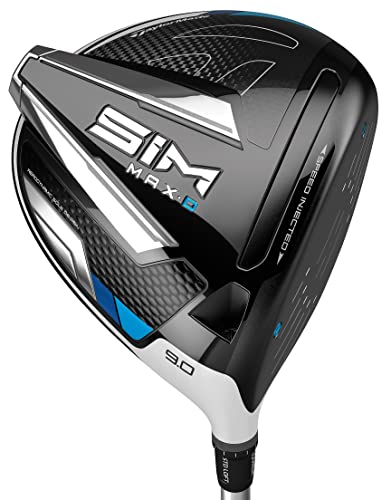 TaylorMade SIM MAX-D Driver, UST Mamiya Helium 5 Shaft, 10.5 Degree Loft, Right Hand, Regular Flex Black, Titanium, Blue
