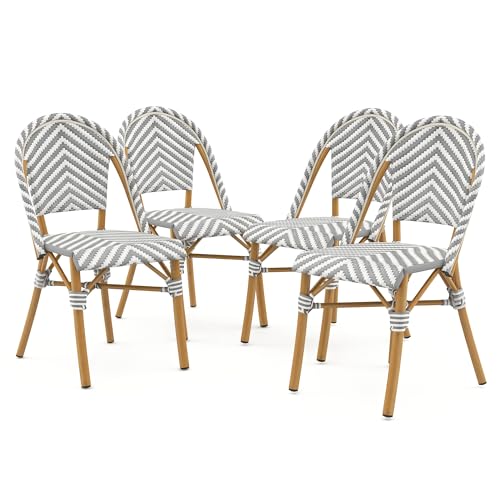 Furniture of America Acti Modern Aluminum Patio Dining Chair Set of 4 Gray