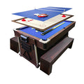 SIMBASHOPPING USA 7FT Multigame Pool Table Blue/Brown Air Hockey + Table Tennis