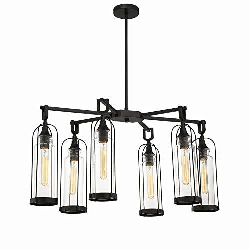 Bailey Street Home 6 Light Outdoor Pendant Vintage Style Black 17.75" Tall x 19.5" Wide