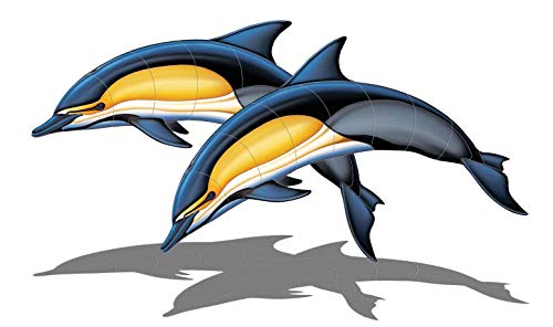 Custom Mosaics, Inc. Common Dolphin A Porcelain Swimming Pool Mosaic - 57" x 34