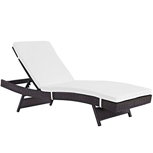 America Luxury - Outdoor Modern Contemporary Urban Patio Balcony Chaise Lounge Chair Set of 6 White Rattan