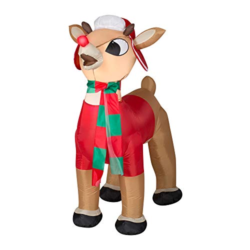 Gemmy 3.5 Foot Inflatable Rudolph with Winter Clothes Brown
