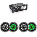 Fusion Marine Entertainment System with Bluetooth & NMEA 2000 and 2 Pairs EL Series 6.5" Speakers with LEDs