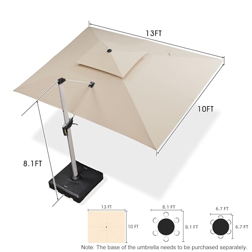 PURPLE LEAF 10' x 13' Heavy Duty Patio Umbrella Beige