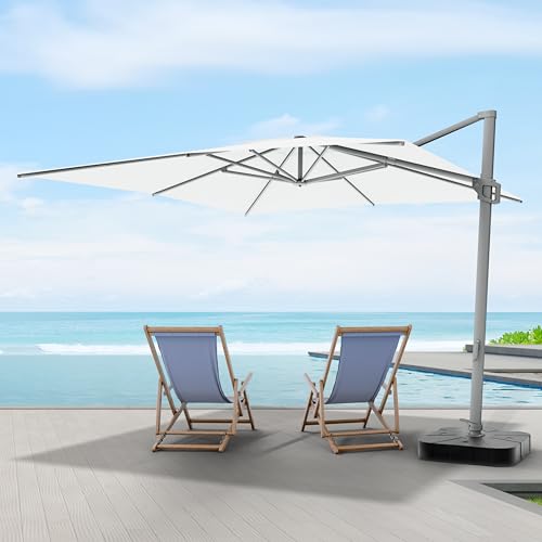 Midtown Umbrellas 9x9 Ft Outdoor Cantilever Patio Umbrella Terylast Ivory