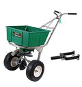 Lesco High Wheel Walk-Behind Fertilizer Spreader Bundle with Rittenhouse Spreader Caddy Green/Black