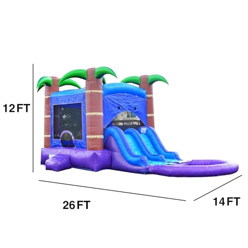 HERO KIDDO Enchanted Forest Bounce House Water Slide Combo Blue Purple