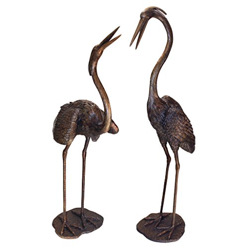 Design Toscano Heron Cast Bronze Garden Statue Set Full Color
