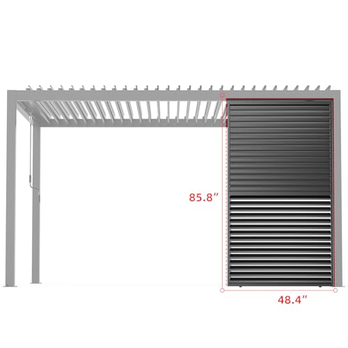 Kaimei Aluminum Shutter Wall Louver Grille for Pergola 1/3 Coverage 13ft Black