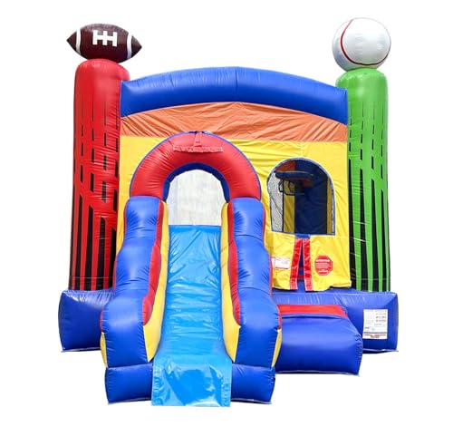 Pogo Bounce House Inflatable Sports Bounce House with Slide Deluxe Sports