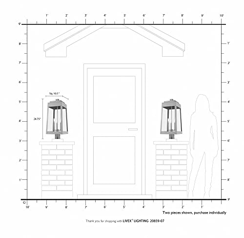 Livex Outdoor Post Top Lantern 24.75" Three Light Satin Brass