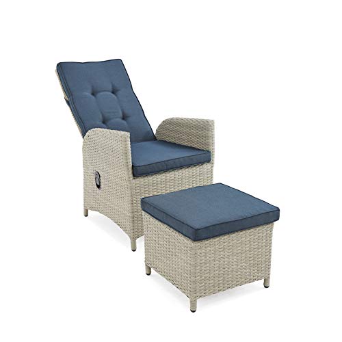 Alaterre Furniture Haven All-Weather Wicker Outdoor Recliners Set with Ottomans and Accent Table