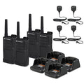Motorola Solutions 4-Pack RMM2050 On-Site 2-Way Radio with HKLN4606 Remote Speaker Mic Bundle