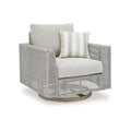 Benzara Yami 36 in. Outdoor Swivel Lounge Chair with Throw Pillow Gray and Brown