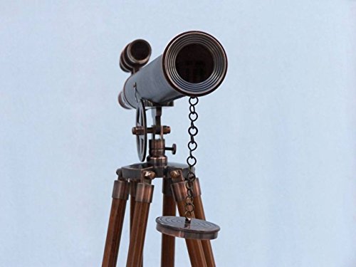 Hampton Nautical Floor Standing Antique Copper Leather Telescope 65