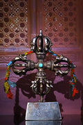 Generic Tibetan Temple Collection Skull Head Cross Nine Shares Vajra Magic Weapon