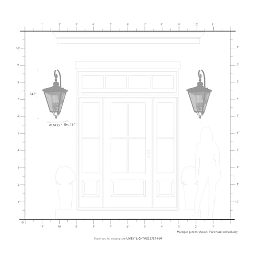 Livex 27374-04 Adams 4 Light Outdoor Wall Lantern Black/Brushed Nickel