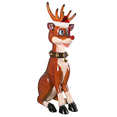 Design Toscano 7 Foot Tall Giant Sitting Reindeer Holiday Decor Statue Full Color