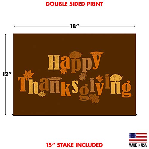 Yard Sign Happy Thanksgiving Turkey Day Lawn Decoration 18" x 12
