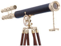 Hampton Nautical Floor Standing Brass/Leather Griffith Astro Telescope 64" Brass