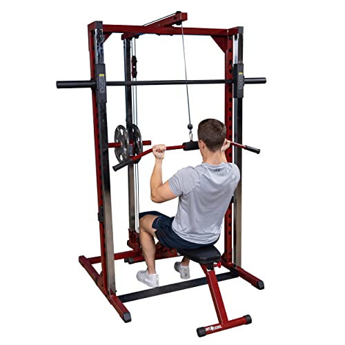 Body-Solid Smith Machine Package with LAT Attachment and Bench Red