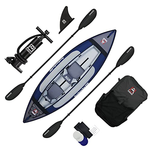 Avalanche 2-Person Voyager Inflatable Kayak Set Blue Green