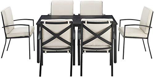 Crosley Furniture Kaplan 7-Piece Outdoor Dining Set Oiled Bronze with Oatmeal Cushions
