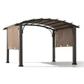 Sunjoy 10’ x 12’ Outdoor Steel Arched Pergola with Adjustable Canopy Tan