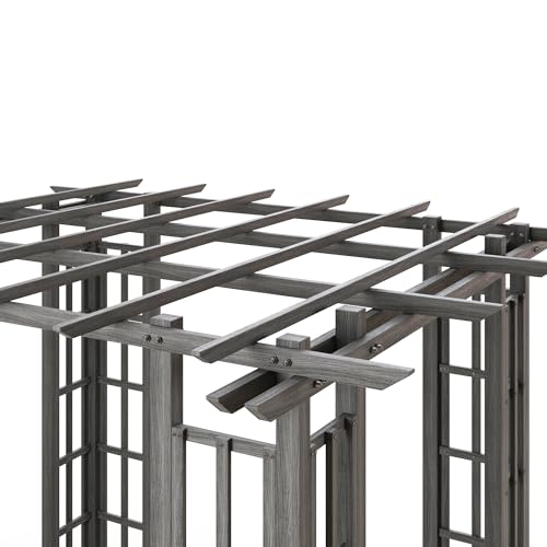 Outsunny 9' x 9' Vinyl Pergola Dark Gray