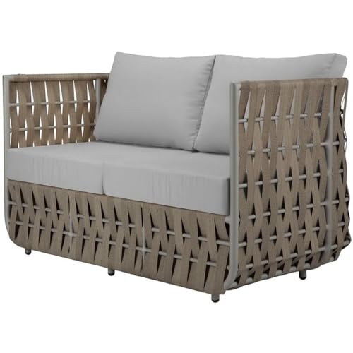 Home Square 2-Piece Outdoor Loveseat and Coffee Table Set Gray