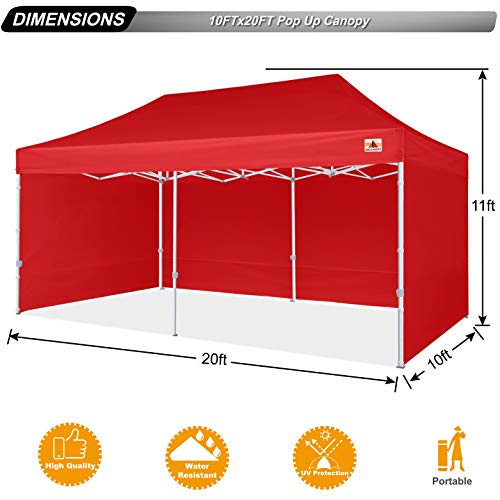 ABCCANOPY Premium Commercial Instant Canopy Tent 10x20 Red
