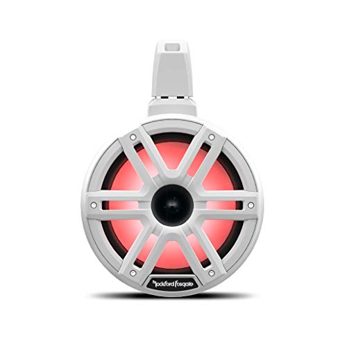 Rockford Fosgate M2WL-8H 8" 2-Way Marine Wake Tower Speakers with Multicolor LED Lights White (Pair)