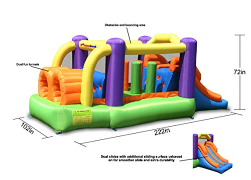 Bounceland Bounce House Inflatable Bouncer Obstacle Pro-Racer Combo Slides Orange/Purple/Yellow