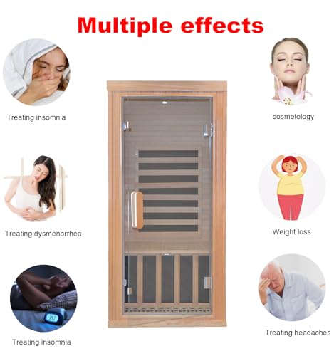Kang Share Infrared Sauna Room for Home 1 Person 1260W, 7-Piece Graphene Carbon Heating Plate Dry Sauna