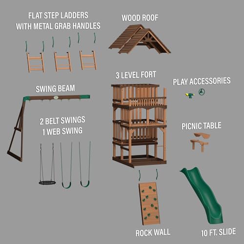 Backyard Discovery Highlander All Cedar Wooden Swing Set Light Brown