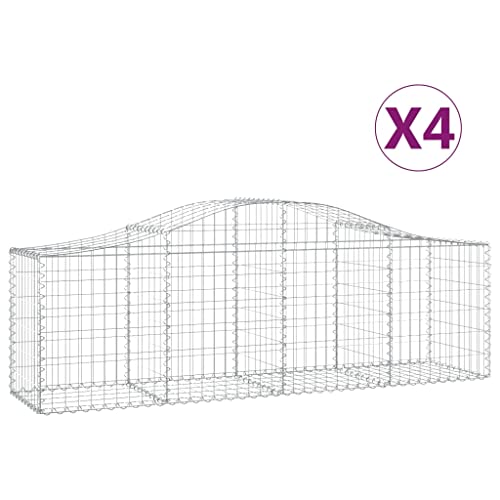 Arched Gabion Baskets 4 pcs 78.7"x19.7"x23.6"/31.5" Galvanized Iron - Outdoor & Indoor Self-Watering Planters, White/Black/Others
