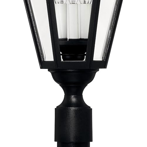 Hinkley Manor House Large Post Top Lantern - Estate Series, Traditional Style, Clear Beveled Glass, Black Finish