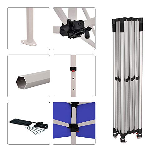 Vispronet 10x15 Instant Canopy Tent with 4 Side Walls - Commercial Grade Steel Frame, Water-Resistant Canopy, Bonus Bag & Stake Kit Blue