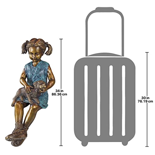 Design Toscano Savannah Girl with Dog Garden Statue Cast Bronze Two Tone Bronze & Verdigris