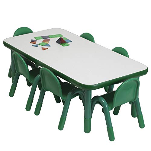 Angeles Baseline Preschool Rectangular Table & Chair Set Solid Green