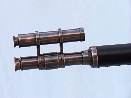 Hampton Nautical Floor Standing Antique Copper Leather Telescope 65