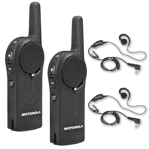 Motorola Solutions DLR1020 Two-Way Digital Business Radio with HKLN4604 PTT Earpiece 2-Pack Black
