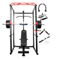 IFAST Power Cage LAT Pull Down System Full Body Workout Equipment with 230lbs Weight Plates and 7FT Barbell