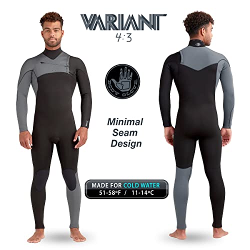 Body Glove Men's Variant 4/3MM Long Sleeve Chest-Zip Full Wetsuit Grey/Black